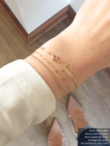 Avis Cross Bracelet Connector, Gold Filled or Sterling Silver