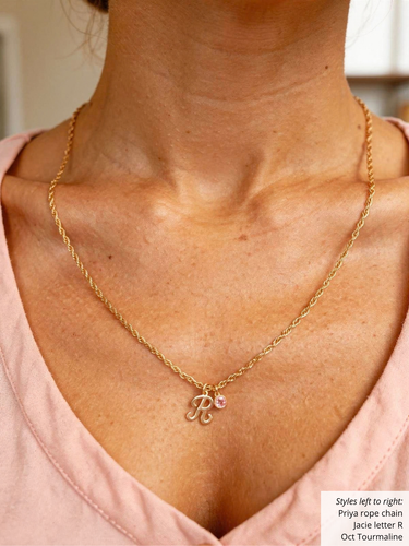 Berkeley 14K Gold Filled 3mm and 4mm Birthstone Necklace Pendant, 13 Colors