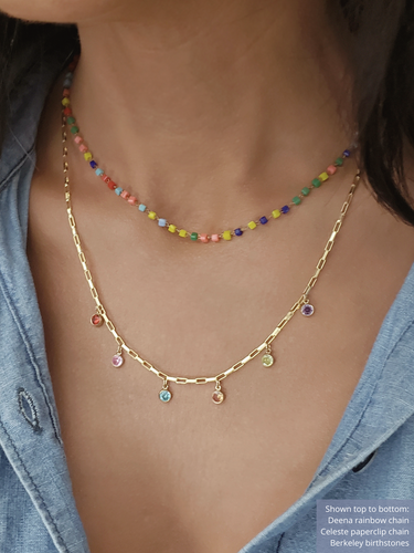 Berkeley 14K Gold Filled 4mm Birthstone Necklace Pendant, 13 Colors