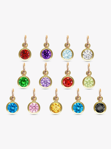 14K Gold Filled Berkeley Birthstone CZ Bracelet Charm, 13 Colors