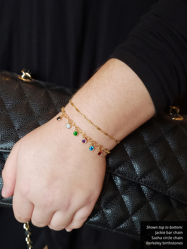 14K Gold Filled Berkeley 3mm and 4mm Birthstone CZ Bracelet Charm, 13 Colors