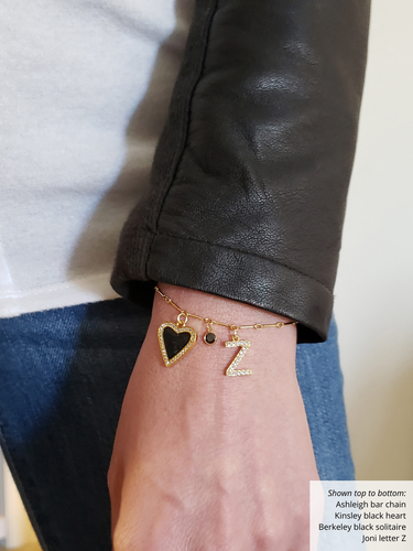 14K Gold Filled Berkeley Birthstone CZ Bracelet Charm, 13 Colors