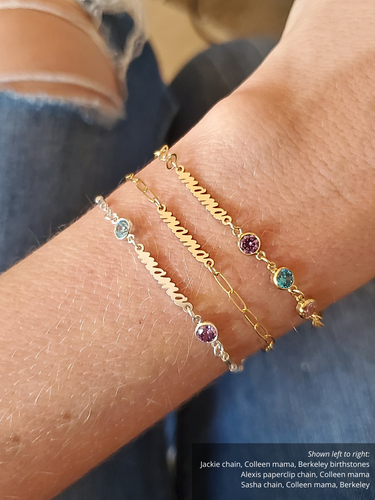 14K Gold Filled Berkeley Birthstone CZ Bracelet Connectors, 13 Color Options