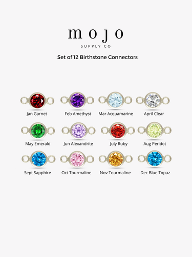 Berkeley Sterling Silver Birthstone CZ Necklace Connector, 13 Color Options