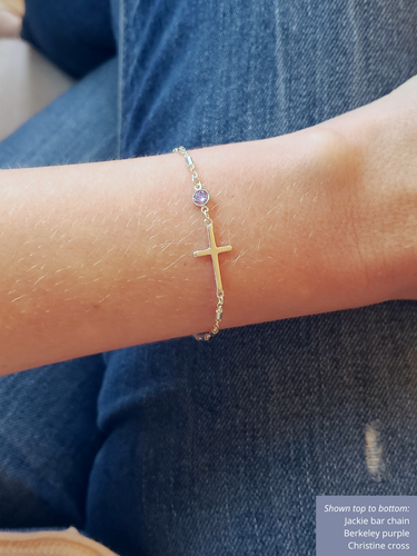 Sterling Silver Berkeley Birthstone CZ Bracelet Connector, 3mm and 4mm
