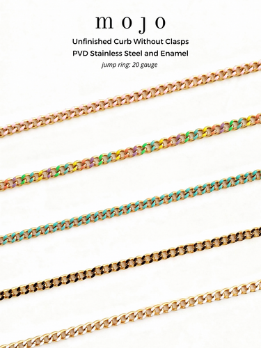 Claire Enamel Cuban Gold PVD Stainless Steel Necklace Chain, 5 Color Options