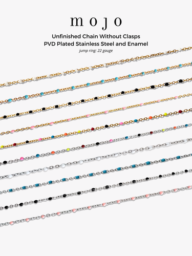 Eliza Unfinished Gold Silver PVD Stainless Steel Enamel Chain, 10 Color Options