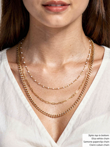 Eliza Unfinished Gold Silver PVD Stainless Steel Enamel Chain, 10 Color Options