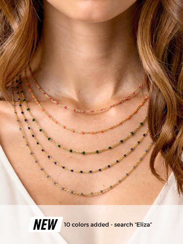 Eliza Unfinished Gold Silver PVD Stainless Steel Enamel Chain, 10 Color Options