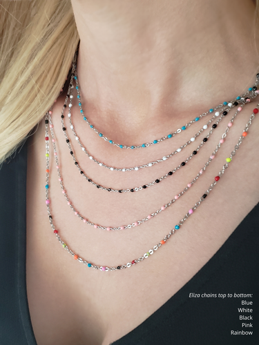 Eliza Unfinished Gold Silver PVD Stainless Steel Enamel Chain, 10 Color Options