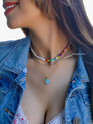 Eliza Unfinished Gold Silver PVD Stainless Steel Enamel Chain, 10 Color Options