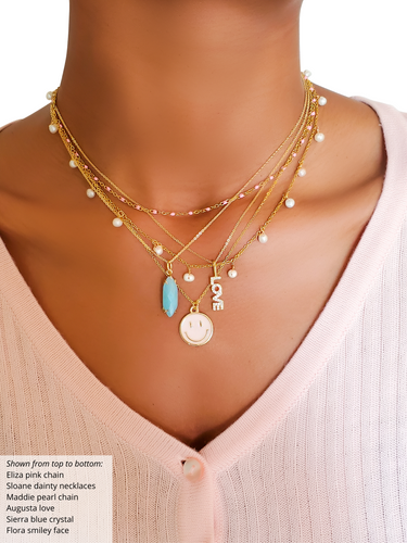 Eliza Unfinished Gold Silver PVD Stainless Steel Enamel Chain, 10 Color Options