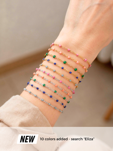 Eliza Unfinished Gold And Silver PVD Stainless Steel Enamel Bracelet Chain, 10 Color Options