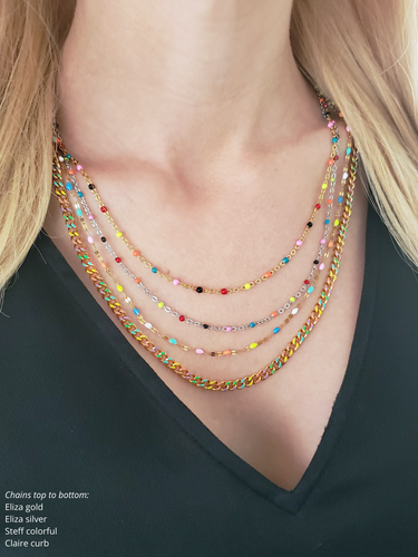 Unfinished PVD Stainless Steel Rainbow Necklace Chain Collection, 8 Style Options