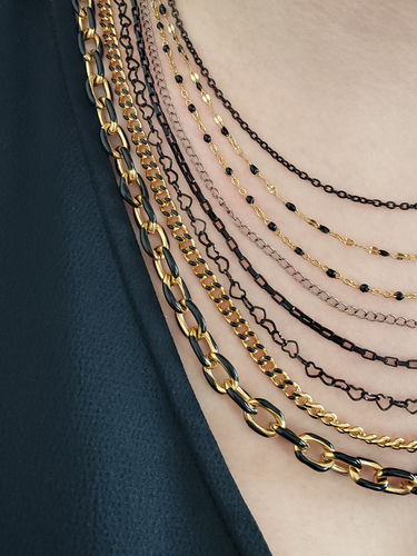 Black Unfinished Necklace Chain Collection, 8 PVD Stainless Steel Style Options