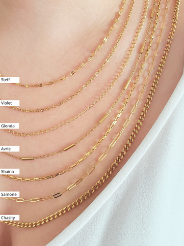 Gold Unfinished Necklace Chain Collection, 7 PVD Stainless Steel Style Options