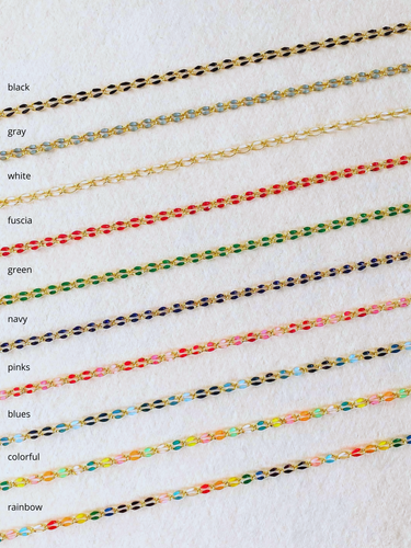 Leeya Unfinished Necklace Chains, 10 Gold Plated and Enamel Color Options