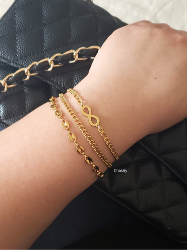 PVD Gold Unfinished Bracelet Chain Collection, 7 Stainless Steel Style Options