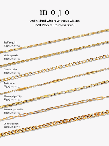 PVD Gold Unfinished Bracelet Chain Collection, 7 Stainless Steel Style Options