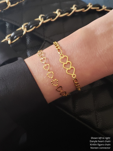 PVD Gold Unfinished Hearts Stars and Cross Bracelet Chains, Stainless Steel