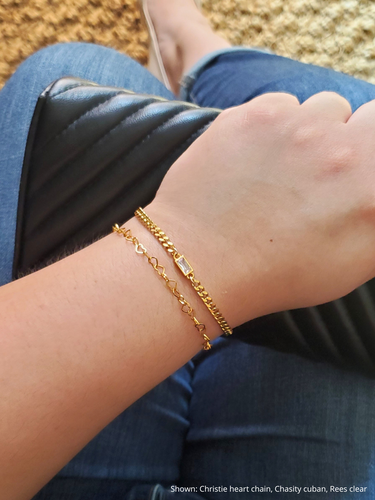 PVD Gold Unfinished Hearts Stars and Cross Bracelet Chains, Stainless Steel