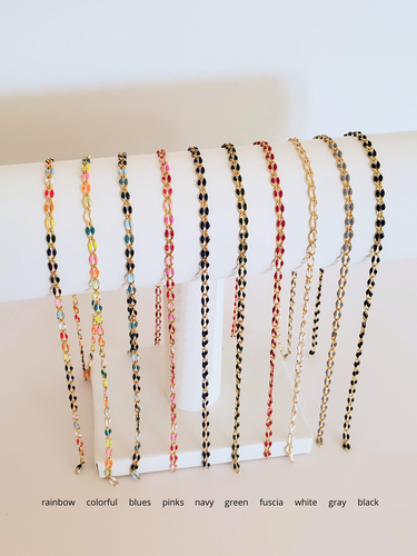 Leeya Unfinished Gold Plated Enamel Bracelet Chain Collection, 10 Color Options