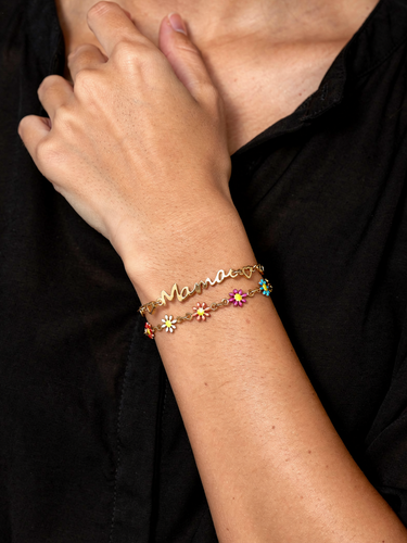 Meredith Mama Bracelet Connector Charm, PVD Stainless Steel