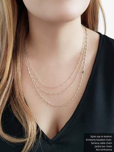 Kimberly Unfinished Beaded Satellite Necklace Chain, Gold Filled or Sterling Silver