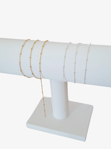 Kimberly Unfinished Beaded Satellite Bracelet Chain, Gold Filled or Sterling Silver