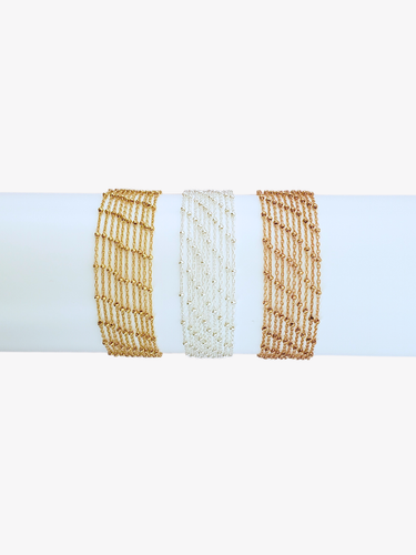 Kimberly Unfinished Beaded Satellite Bracelet Chain, Gold Filled or Sterling Silver