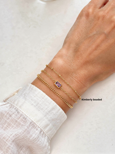 Kimberly Unfinished Beaded Satellite Bracelet Chain, Gold Filled or Sterling Silver