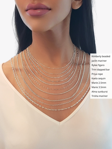 Unfinished Necklace Chain Collection, 10 Sterling Silver Options