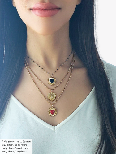 Gold Heart Necklace Pendant Collection, 14 Styles PVD Stainless Steel