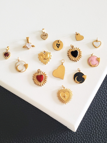 Gold Heart Necklace Pendant Collection, 14 Styles PVD Stainless Steel