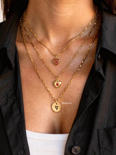 Gold Heart Necklace Pendant Collection, 14 Styles PVD Stainless Steel