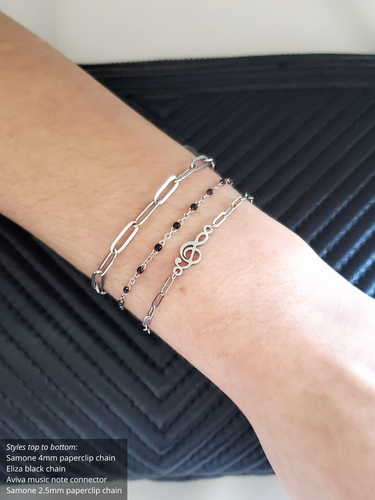 Samone Unfinished Paperclip Bracelet Chain PVD Stainless Steel, Gold and Silver 2 Sizes