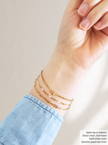 Samone Unfinished Paperclip Bracelet Chain PVD Stainless Steel, Gold and Silver 2 Sizes