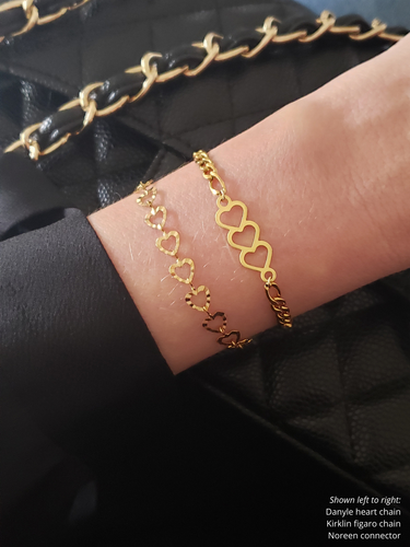 Unfinished Heart Bracelet Chain Collection, PVD Stainless Steel in Gold and Silver
