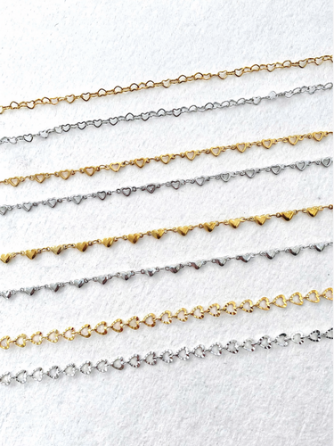 Unfinished Heart Bracelet Chain Collection, PVD Stainless Steel in Gold and Silver