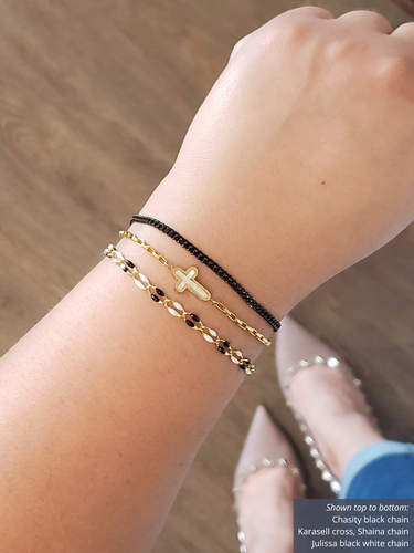 Julissa Unfinished PVD Gold Plated Brass Enamel Bracelet Chain,  6 Color Options