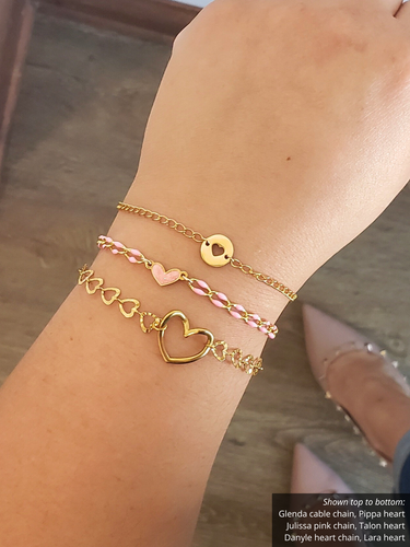 Julissa Unfinished PVD Gold Plated Brass Enamel Bracelet Chain,  6 Color Options