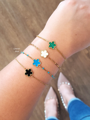 Lawren Unfinished PVD Stainless Steel Enamel Curb Bracelet Chain, Gold and Silver