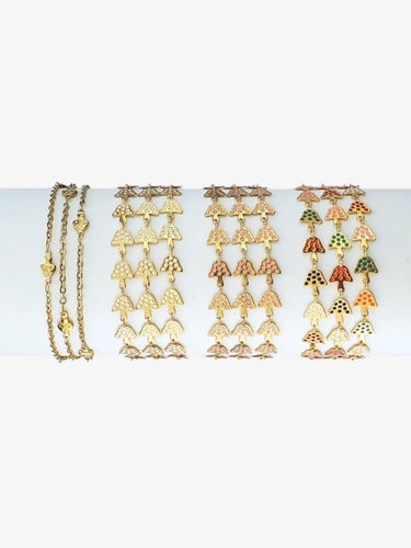Unfinished Gold Mushroom Bracelet Chain, PVD Stainless Steel 4 Color Options