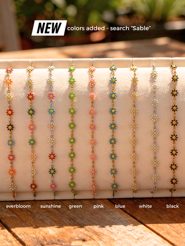 Sable Unfinished Gold Daisy Necklace Chain,  PVD Stainless Steel 3 Colors