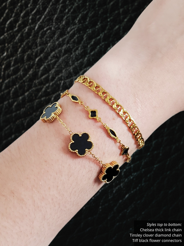 Gold Clover Flower Butterfly Connector Collection, 16 Styles PVD Stainless Steel