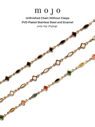 Tinsley Unfinished Clover Necklace Chain Gold PVD Stainless Steel, 3 Color Options