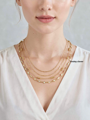 Tinsley Unfinished Clover Necklace Chain Gold PVD Stainless Steel, 3 Color Options