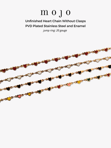 Shyla Gold Heart Unfinished Necklace Chain, PVD Stainless Steel 4 Colors