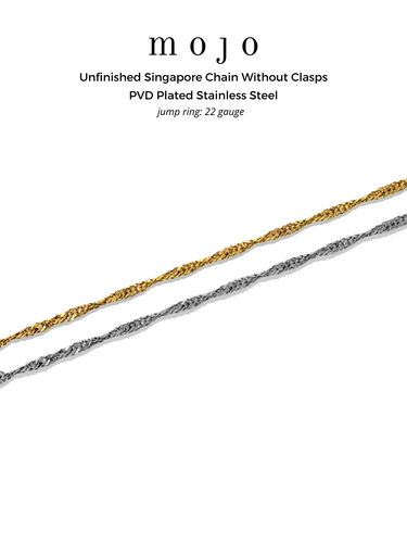 Jane Unfinished Gold or Silver Singapore Bracelet Chain, PVD Stainless Steel
