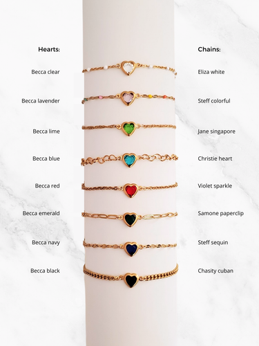 Becca Heart Bracelet Connector, 8 Gold PVD Stainless Steel Color Options